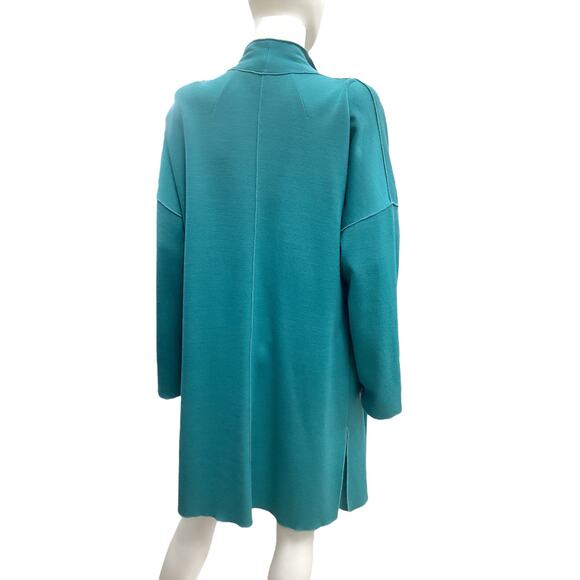 St. John Cardigan Women’s Size M Open Layered Wool Blend Waterfall Turquoise - Picture 4 of 5
